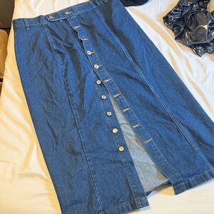 Denim Button-Front Skirt